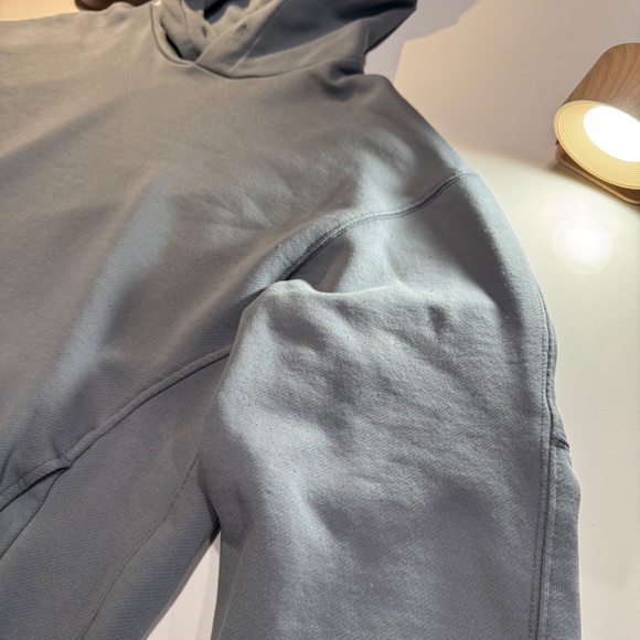 Theory Hoodie Mens Medium Gray Blue Terry Cotton Sweatshirt Pullover - Picture 3 of 8